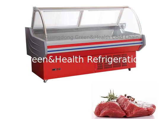 Slagerij Gebogen Glazen Delicatessen Koelvitrine met Vriezer voor Verpakte Vleeswaren
