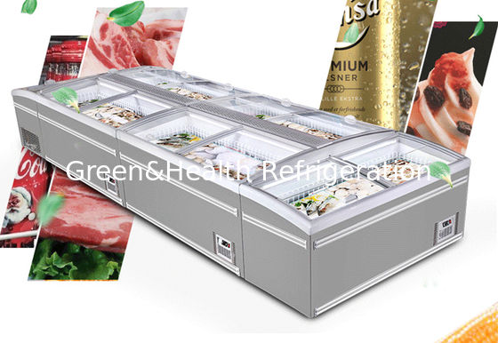 De gecombineerde Diepvriezer van de de Supermarktborst van het Eilandkabinet met Glasdeur